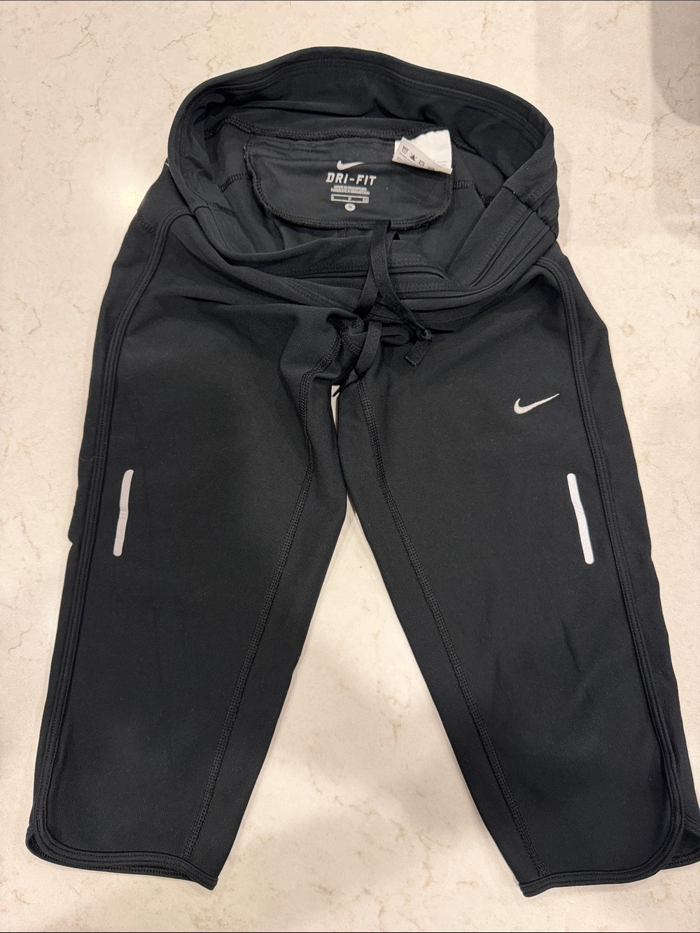 Nike Black Dri-FIT Performance Capri Tights with Reflective Accents